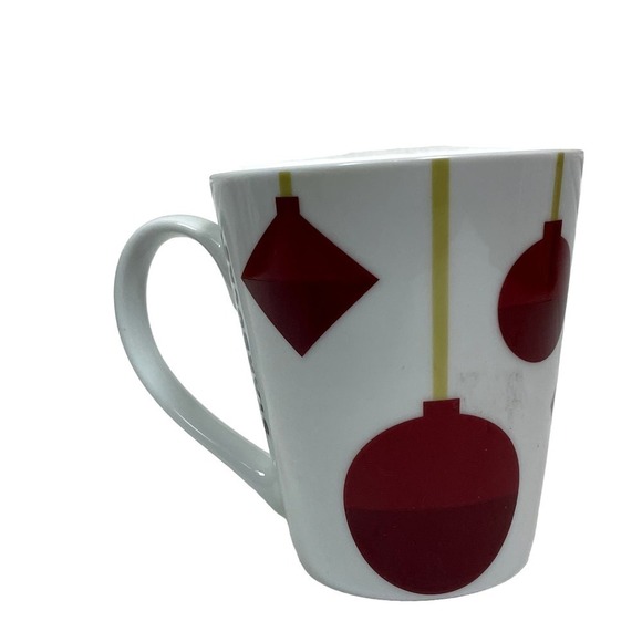 2012 Starbucks Holiday Ornament Logo Coffee Tea Mug Ivory Red Gold - Picture 1 of 5